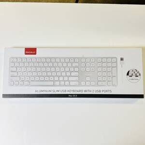 Aluminum USB Wired Keyboard w/Numeric Keypad for Apple Mac iMac Macbook. NIB.
